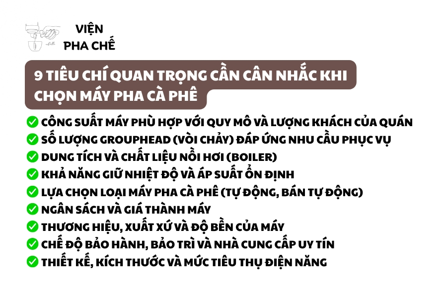 9 Tiêu Chí Quan Trọng Cần Cân Nhắc Khi Chọn Máy Pha Cà Phê Cho Quán