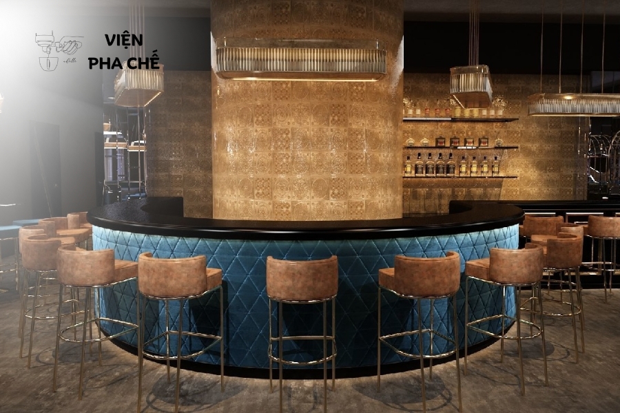 Mẫu thiết kế quầy bar theo hình chữ O